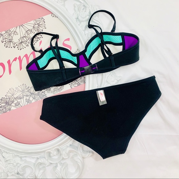 EBuddy Apparel /Color Block Purple White Mint Swim - Picture 3 of 8